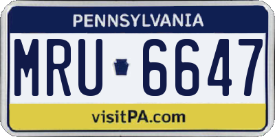 PA license plate MRU6647