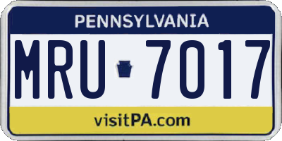 PA license plate MRU7017