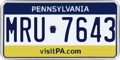 PA license plate MRU7643