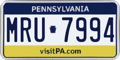 PA license plate MRU7994