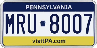PA license plate MRU8007