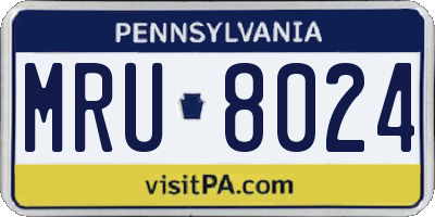 PA license plate MRU8024