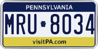 PA license plate MRU8034