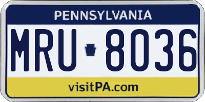 PA license plate MRU8036