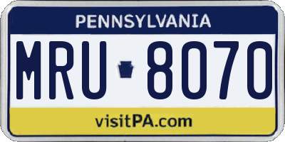 PA license plate MRU8070