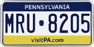 PA license plate MRU8205