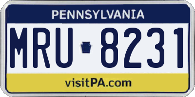 PA license plate MRU8231