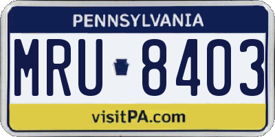 PA license plate MRU8403