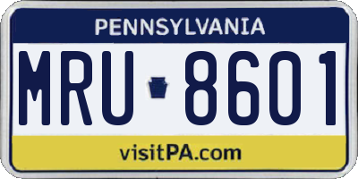 PA license plate MRU8601