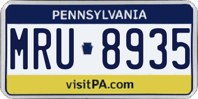 PA license plate MRU8935