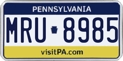 PA license plate MRU8985