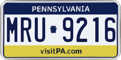 PA license plate MRU9216
