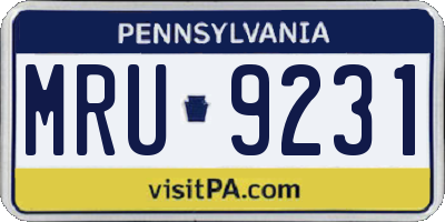 PA license plate MRU9231