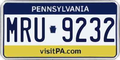 PA license plate MRU9232