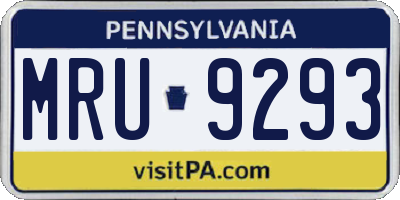 PA license plate MRU9293