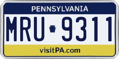 PA license plate MRU9311