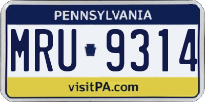 PA license plate MRU9314