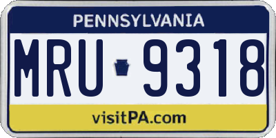 PA license plate MRU9318