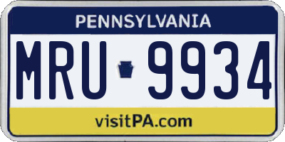 PA license plate MRU9934