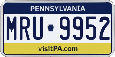 PA license plate MRU9952