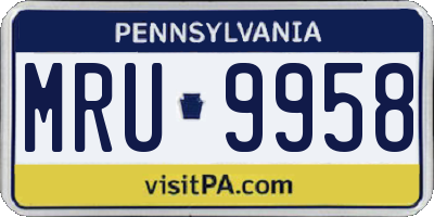 PA license plate MRU9958
