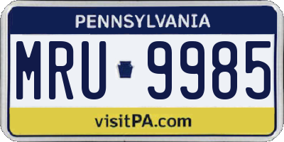 PA license plate MRU9985