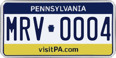 PA license plate MRV0004