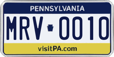 PA license plate MRV0010