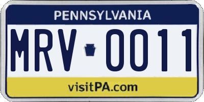 PA license plate MRV0011