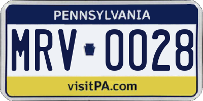 PA license plate MRV0028