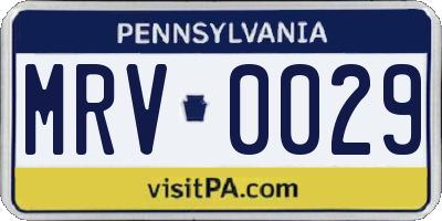 PA license plate MRV0029