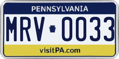 PA license plate MRV0033