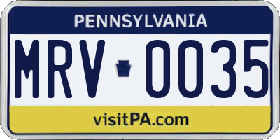 PA license plate MRV0035