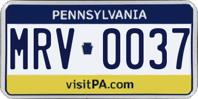 PA license plate MRV0037