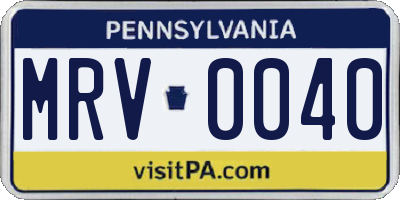 PA license plate MRV0040