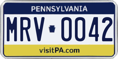 PA license plate MRV0042
