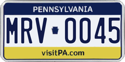 PA license plate MRV0045