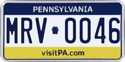 PA license plate MRV0046