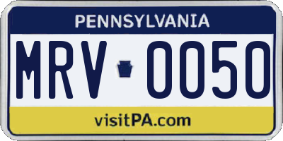 PA license plate MRV0050
