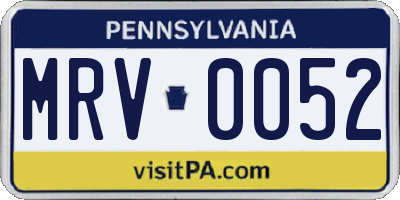 PA license plate MRV0052