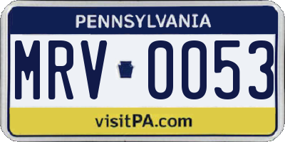 PA license plate MRV0053