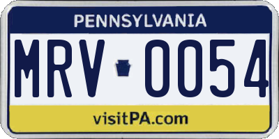 PA license plate MRV0054