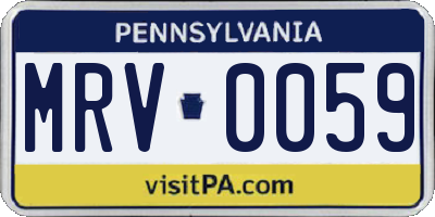 PA license plate MRV0059