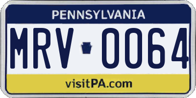 PA license plate MRV0064