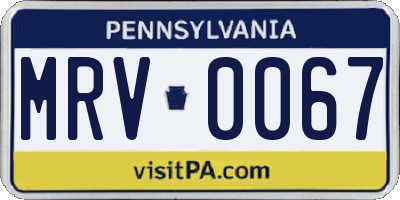 PA license plate MRV0067