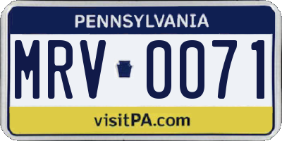 PA license plate MRV0071