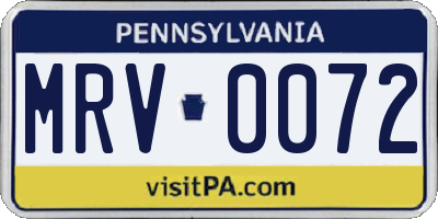 PA license plate MRV0072