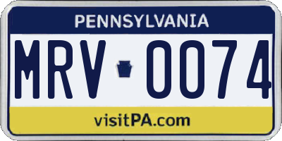 PA license plate MRV0074