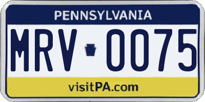 PA license plate MRV0075