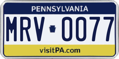 PA license plate MRV0077